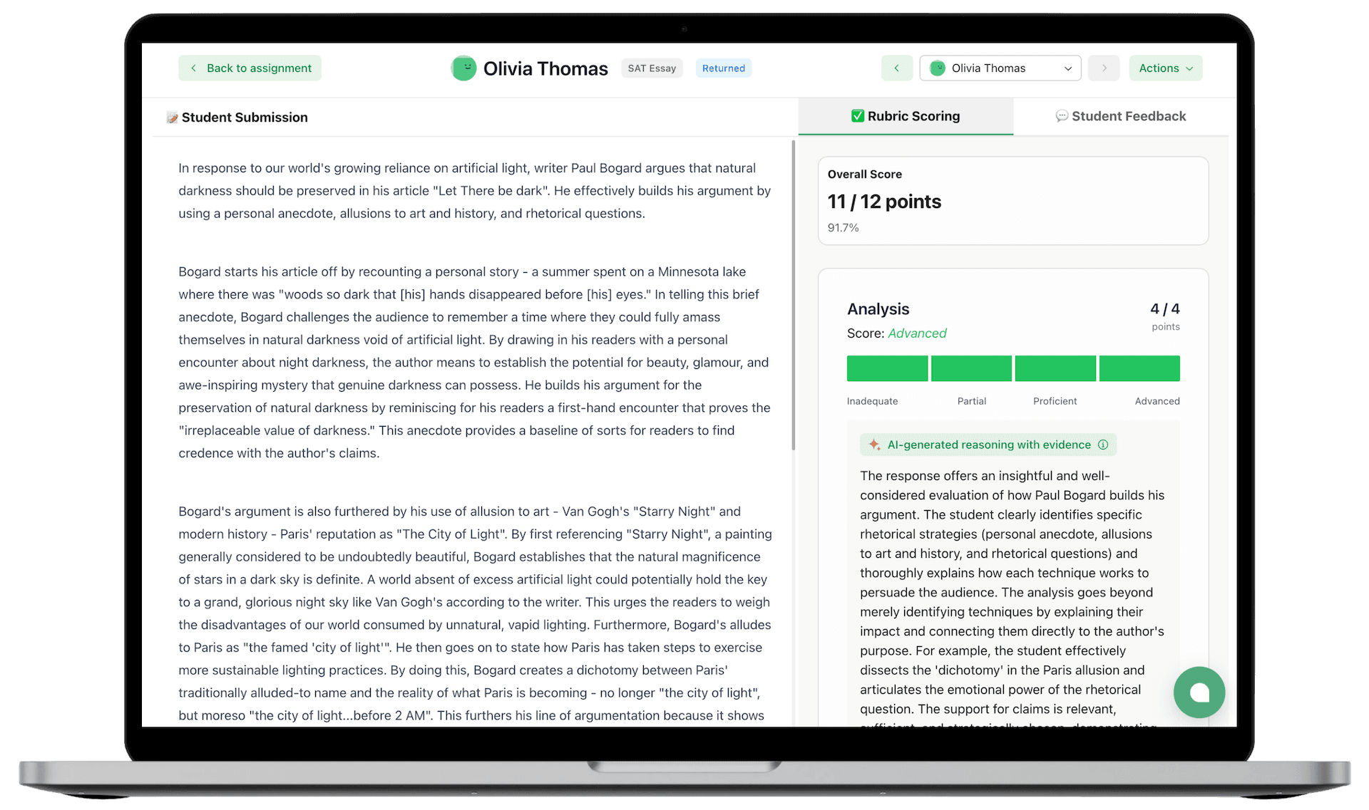 GradingPal dashboard grading a math worksheet for K-12 teachers