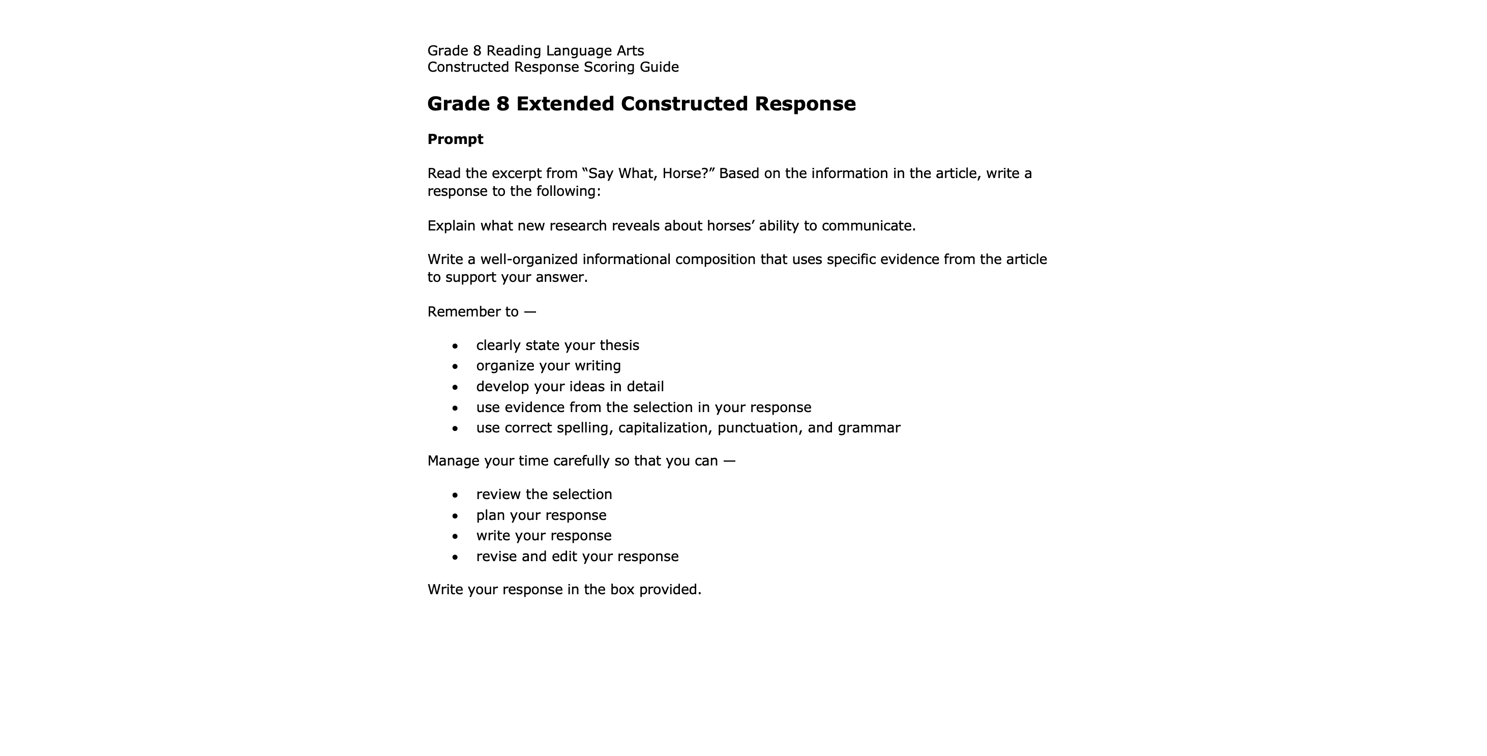 Assignment for ela-staar