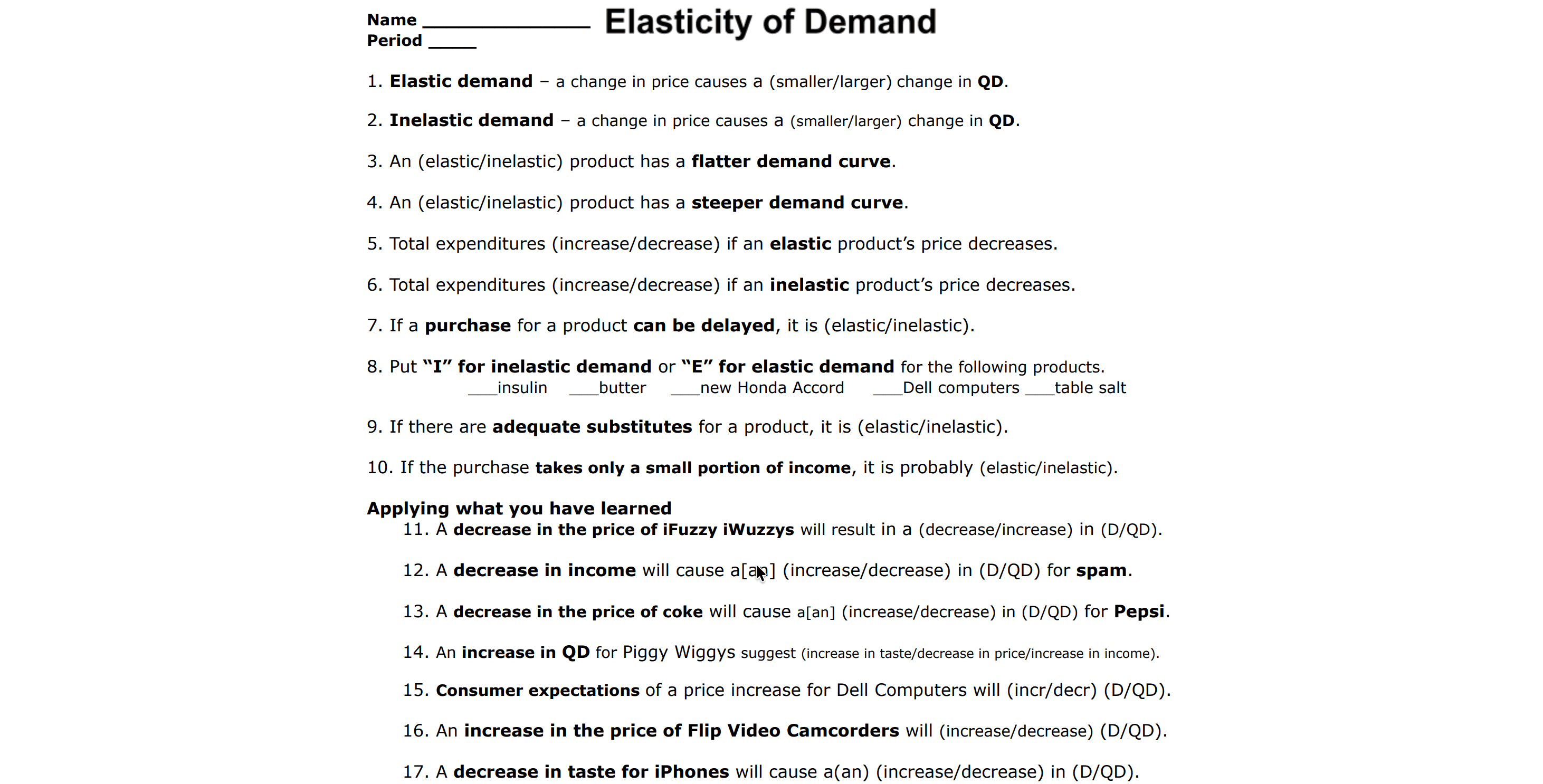 Assignment for social-studies-elasticity-of-demand