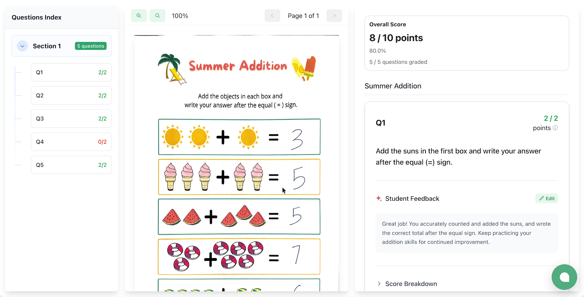 Scored submission for math-summer-addition